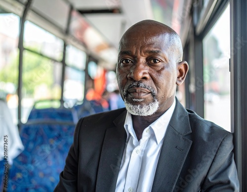 Older man on public transit