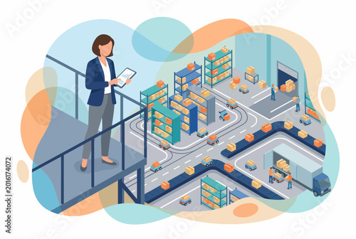 Warehouse Manager Supervising Automated Logistics and Distribution