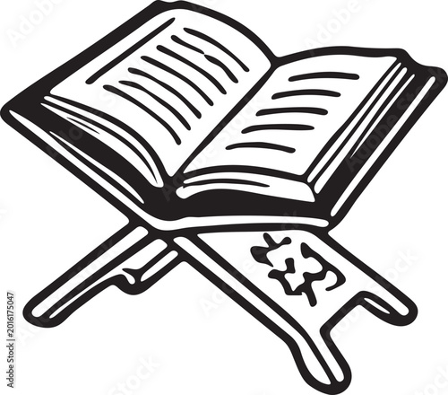 Holy Quran Book Outline Vector Icon
