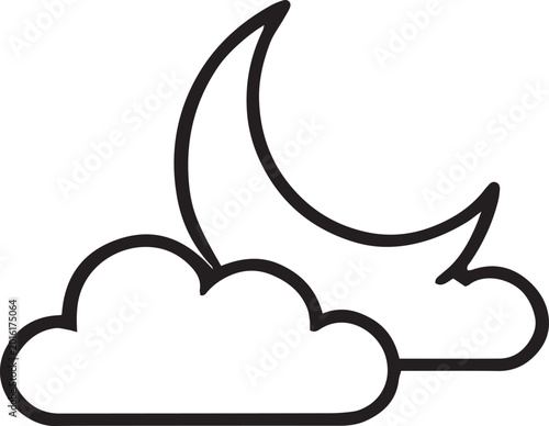 crescent moon icon, ramadan moon, eid moon symbol, islamic night icon, muslim celebration, moon cloud vector, spiritual moon icon, islamic outline symbol, ramadan kareem icon, night sky illustration