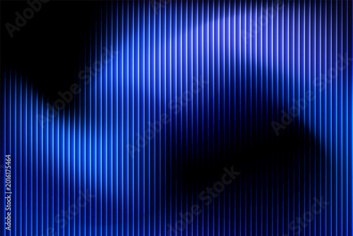 Futuristic blue neon abstract background with glowing vertical lines, digital wave texture, cyber light motion, modern technology pattern, vibrant luminous wallpaper design for innovation and creative