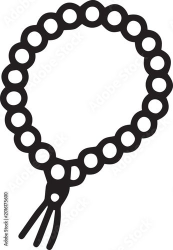 Islamic Tasbih Beads Outline Vector Icon
