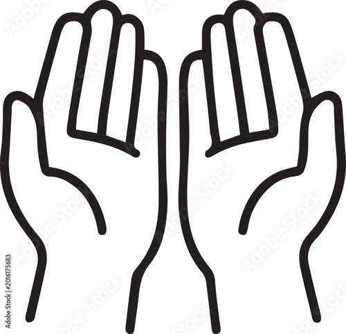 Muslim Prayer Hands Outline Vector Icon
