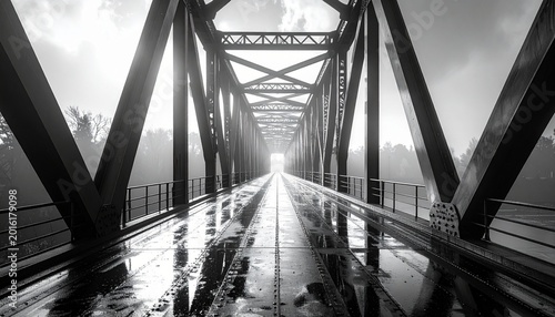 Ominous steel bridge vanishing point
