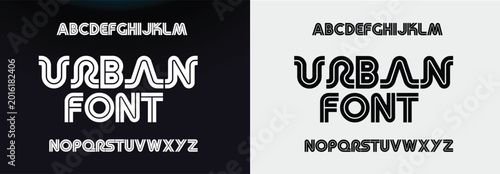 Cuadro en lienzo Sport Modern Italic Alphabet Font logo