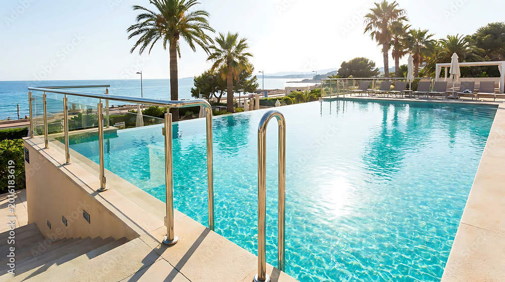 Fototapeta premium Infinity swimming pool overlooking the ocean