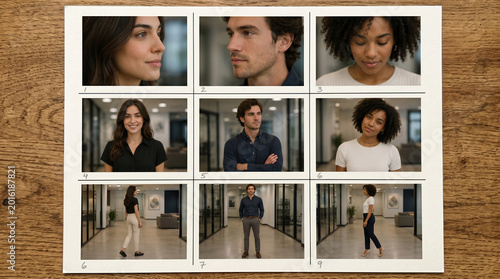 Contact sheet displaying diverse business professionals in an office