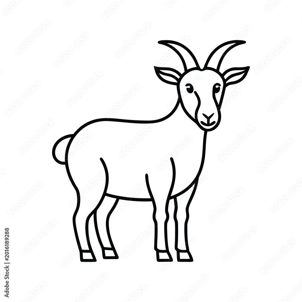 Fototapeta premium Goat line drawing livestock festive vector illustration