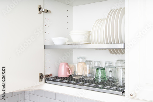 Tableau sur toile A kitchen cabinet with shelves