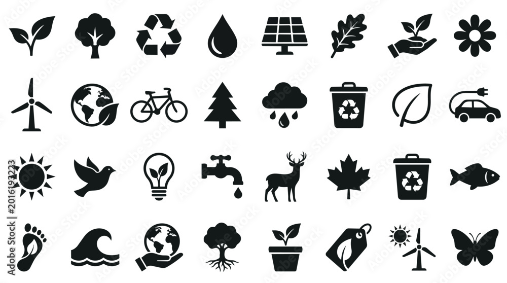 Obraz premium Ecology environment icons collection for green energy branding and marketing
