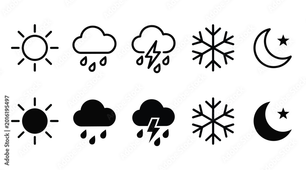 Obraz premium Weather icon set for mobile forecast applications and advertising