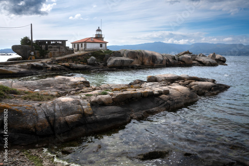 Punta Cabalo lighthouse in Illa de Arousa, Galicia, Spain