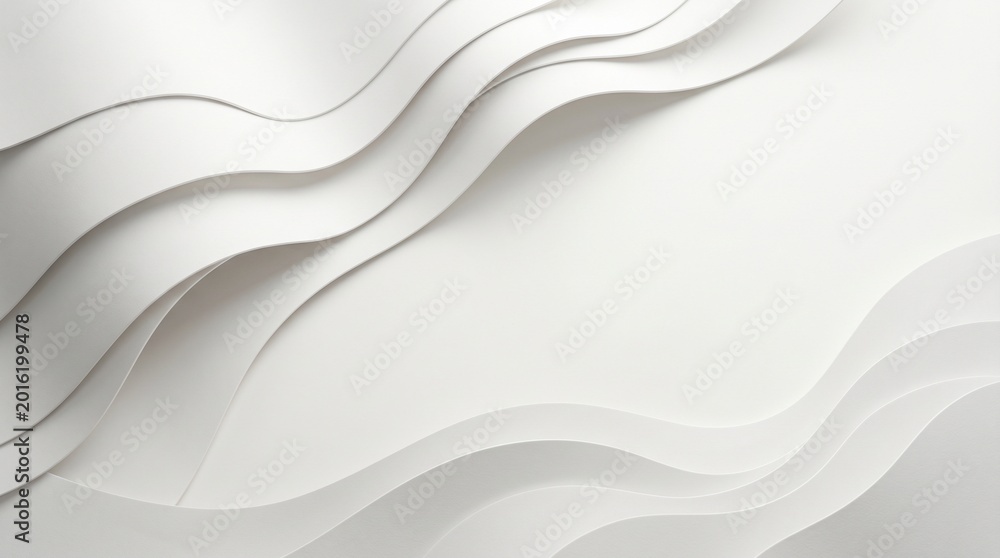 Obraz premium Abstract 3D white paper cut waves background with copy space