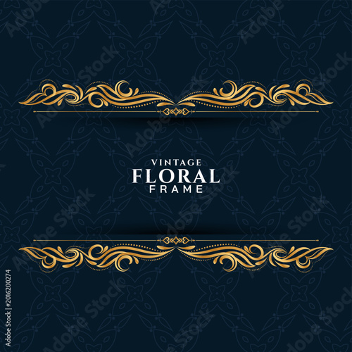 Photography Classic ethnic background design with golden floral frame