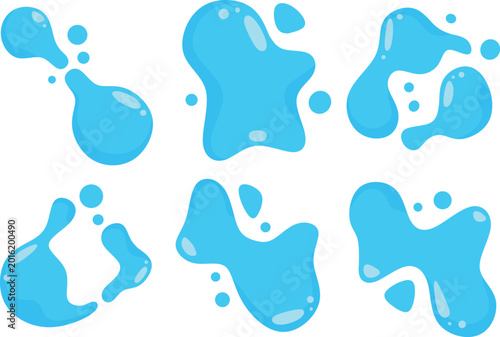 blue water puddle set illustration
