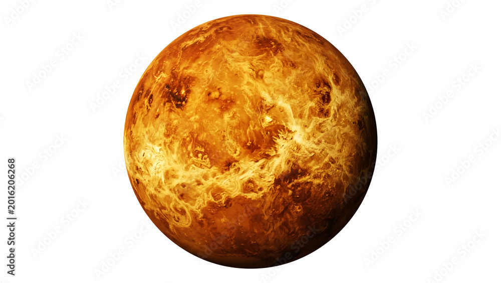 Fotografia Planet venus surface texture realistic rendering on transparent background
