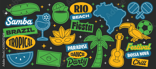 Foto Set of brazil stickers elements collection.