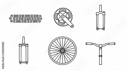 Bicycle parts and components closeup.