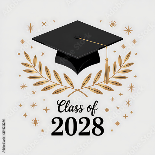 Graduation ceremony with cap and laurel wreath celebrates Class of 2028