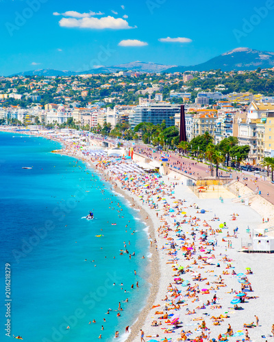 Promenade des Anglais in Nice, France. Nice is a popular Mediterranean tourist destination