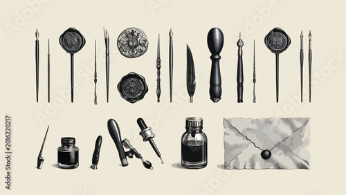 Calligraphy writing tools and equipment.