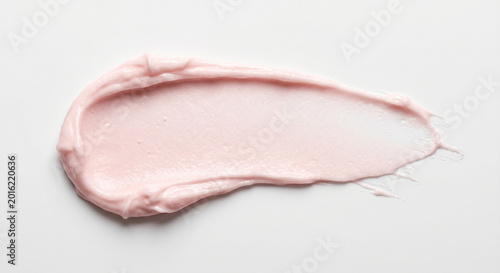 Cuadro en lienzo Smear of pink moisturizing face cream or clay mask texture.
