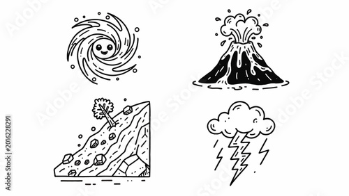 Weather and Natural Disaster Icons Set.