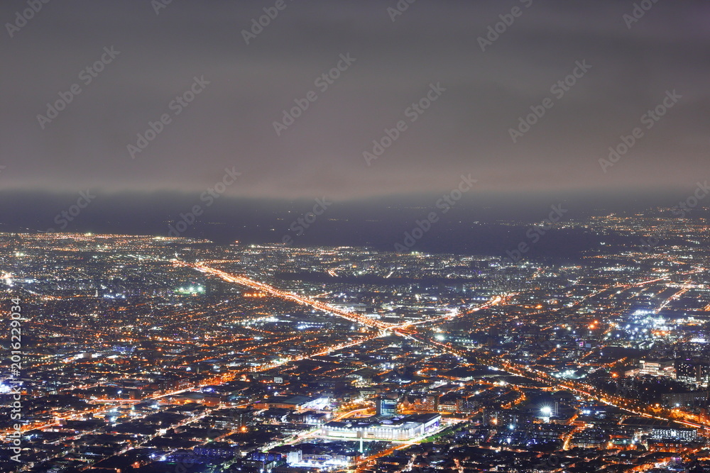 Fototapeta premium Panoramic Night Cityscape of Bogota from Monserrate Hill, Colombia