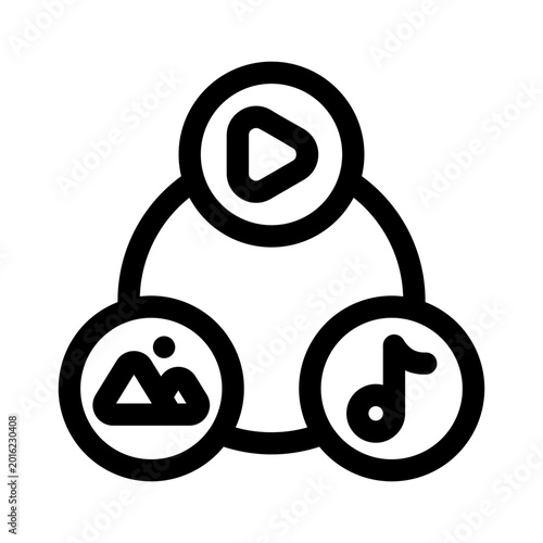 Schilderij op canvas Multimedia options Vector line icons for your business needs, especially for web