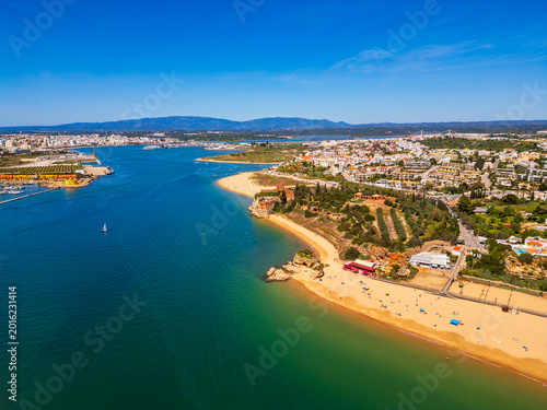 Aerial View on Ferragudo in Algarve Portugal