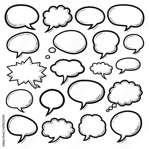 Collection of various speech bubbles isolated on transparent background