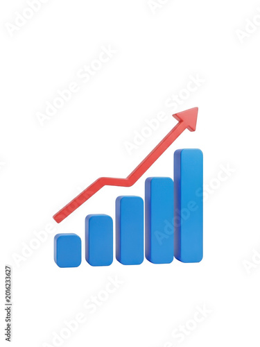 Growth and success indicated by rising bar graph isolated on transparent background