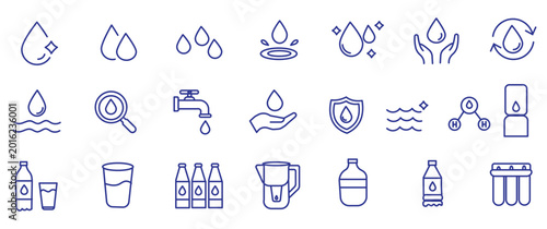 Foto water linear icon collection
