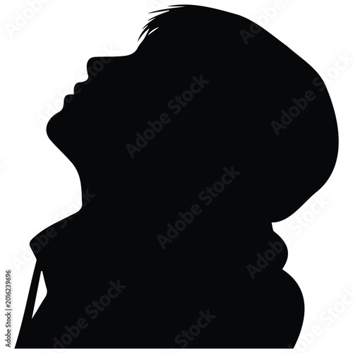 Konstfotografi Silhouette boy looking up illustration vector.