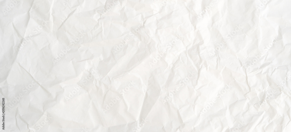 Naklejka premium Top view and full frame of wrinkled or crumpled white paper texture used as crumpled white paper background texture in decorative art work