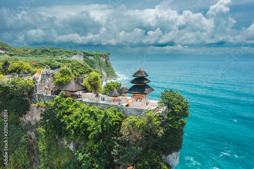 Bali's Most Iconic Landmark and popular tourist attraction Uluwatu Temple Bali Aerial view