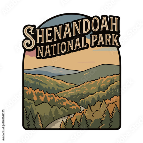 Shenandoah National Park Vintage Travel Vector, Retro Blue Ridge Mountains Sticker SVG Illustration, Shenandoah svg