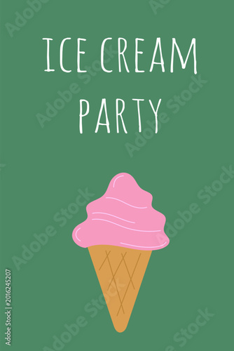 Funny Ice Cream Summer Card Background. Positive Testy Refreshing Hot Days Sweet Food. Cartoon Retro Style Art. Nostalgic 90s Vibes. Cute Summer Holiday Travel Ice Cream Cone Decoration Graphic Design