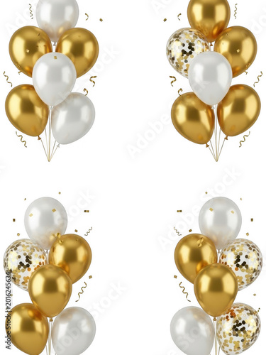 Celebratory balloon arrangements isolated on transparent background