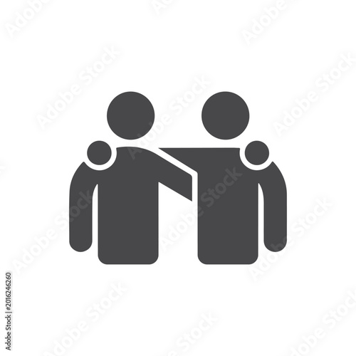 People Support and Friendship Icon – Two Persons Helping Each Other Symbol, Teamwork Assistance Concept, Human Care Solid Silhouette Design.