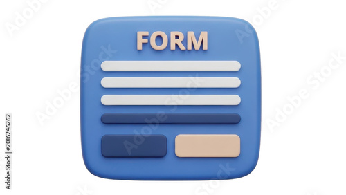 Blue form with input fields isolated on transparent background