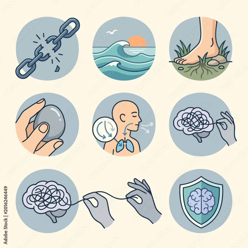 Obraz premium Mental Health Concept Illustrations Set.
