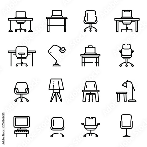 Office furniture icons set.