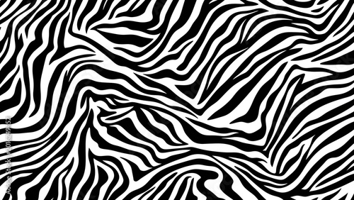 Seamless black and white zebra stripe pattern for abstract background design and animal print fashion textures