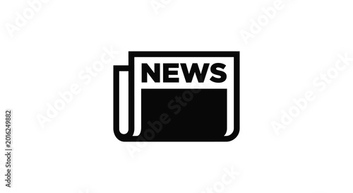 Quadro su tela Newspaper icon with text simple black silhouette