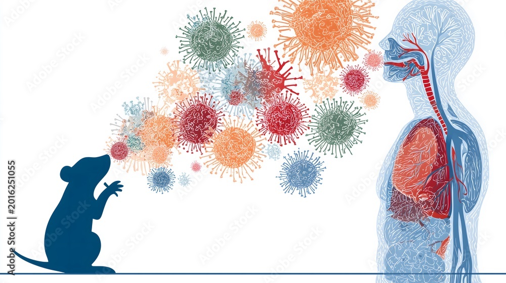 Obraz premium Mouse transmitting hantavirus infection to respiratory system