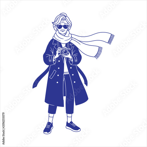 Stylish Grandma Photographer Illustration
