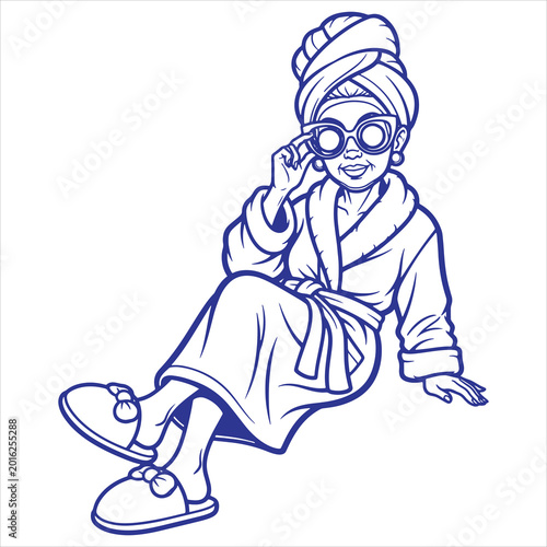 Stylish Grandma Spa Day Illustration