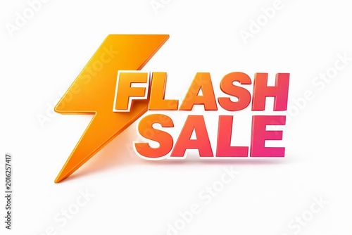 Bright flash sale sign with lightning bolt and bold text