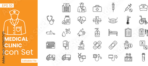 Fotografie Ophthalmology and Eye Care Professional Optician Line Icon Set